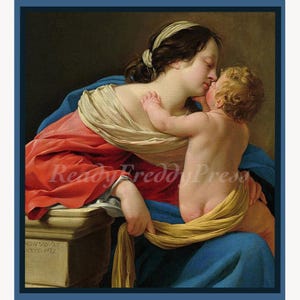 Cartões de Natal/Religiosos/Imagens vintage do século XVII/Madona e o Menino/Ternura/Conjunto de 8 cartões e envelopes em caixa