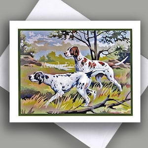 VENTE carte pour correspondance unique/ image vintage/ chiens/ pointeurs et setters/ canidés/ belle race/ beau/peinture par numéro/carte unique avec enveloppe