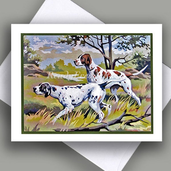 SALE Single Notecard/ Vintage Image/ Dogs/ Pointers and Setters/ Canine/ Beautiful Breed/ Handsome/Paint By Number/Single Card wth Envelope