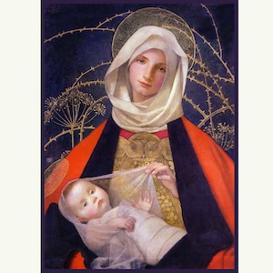 Weihnachtskarte / Religiöses / Vintage Bild / Madonna & Kind / Boxed Set mit 8 Karten und Umschlägen