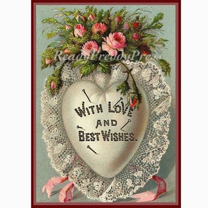Tarjetas de amistad y amor/Tarjetas de San Valentín victorianas/Imagen vintage afectuosa/Corazones/"Con amor y mis mejores deseos"/En blanco/8 tarjetas con sobres