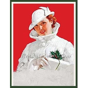 Vintage Art Deco Notecards/ Vintage Image/ Holiday Christmas /Holly Corsage / Art Deco Lady/ 8 cards &envelopes