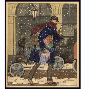 Vacances/ Gentleman Shopping/ Il neige/ Élégant/Boîte de 8 cartes avec enveloppes/Blanc