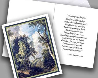 Citação do meu desejo para você/ Imagem vintage/ Ralph Waldo Emerson/ Natureza/ Casamento/ Aniversário/ Inspiração/ Conjunto de 8 cartões com envelopes