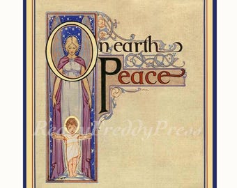 Weihnachts Grußkarte / Urlaub/ Vintage Bild/ Margaret Tarrant/ Frieden auf Erden/ Madonna mit Kind/ Boxset aus 8 Karten und Umschlägen