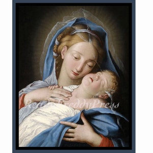 Carte de Noël/ Religieux/image vintage/ Vierge à l'enfant/ La jeune vierge/ L'Enfant Jésus endormi/ Poignant/ Coffret de 8 cartes et enveloppes
