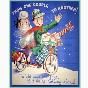 Cartes de correspondance ~ Image vintage ~ Fêtes ~ Rouler en voiture ~ Un couple à vélo ~ De vieux amis ! ~ Charmant ~ Délicieux ~ Boîte de 8 cartes et enveloppes