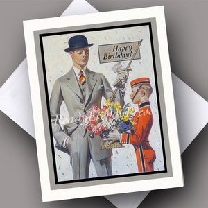 Carte simple joyeux anniversaire/ Gentleman/Dapper/ Beau/ Fleurs/ Petit ami/Homme/ Amant/ Vierge