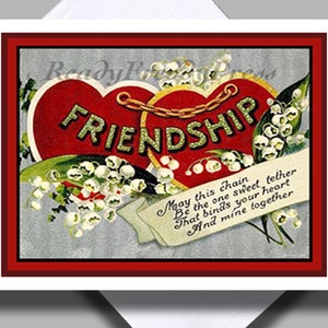Une seule carte/ Amitié, amour/ Cartes de correspondance/ Saint-Valentin victorien/ Affectueux/ Coeurs/ Muguet/ Vierges/ 8 cartes avec enveloppes