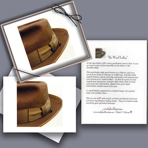 SALE Notitiekaarten/knap/gentleman's hat/fedora/stilleven/mode/stijl/dapper/jaren 40/kunstfoto/doos van 6 met enveloppen