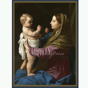 Cartes religieuses ~ Image vintage ~ Vierge à l'enfant ~ Rose ~ Crucifix ~ Symbole ~ Tendre ~ Italien ~ 8 cartes et enveloppes