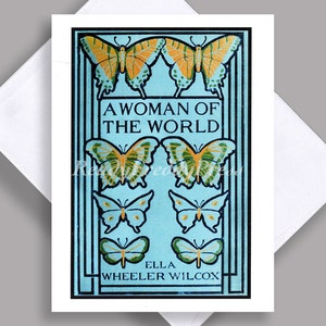 VENDA Cartão Único/Imagem Vintage/"Uma Mulher do Mundo"/Capa de Livro Vintage/Livros/Amantes de Livros/Cartão Único com Envelope