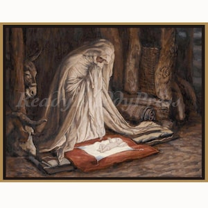 Religieuze kerstkaarten~Vintage afbeelding~ James Tissot (1836-1902)~ De geboorte van Christus~Frans~16e eeuw~8 kaarten en enveloppen