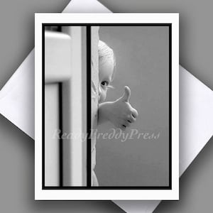 Cartão de nota único foto vintage/amizade/bebê/apreciação/incentivo/parabéns/aniversário/polegares para cima/saudades/em branco
