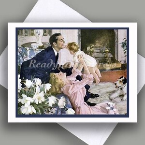 Grußkarte/ Vintage Bild 1950s/ Babymitteilung/ Muttertag/ neue Mom/ Glückwunschkarte/ Vatertag/ neue Familie/ Innen blanko