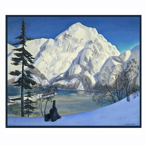 Notitiekaarten voor de feestdagen / Vintage afbeelding 1919/Kerstmis / Winter in de bergen/ Sneeuwlandschap/ Rockwell Kent/Majestic/8 kaarten en enveloppen
