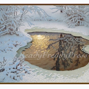 Carte-image vintage Noël/vacances/hiver/neige/boîte de 8 avec enveloppes/fait main