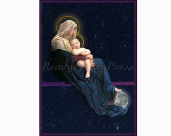 Notecards Christmas Card/ Religious/Vintage Image/ Madonna & Child/ Earth and Sky/Mystical/ Boxed Set of 8 Cards and Envelopes