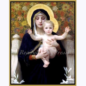 Christmas Card/ Religious/Vintage Image/ Madonna & Child/ William-Adolphe Bouguereau/ Boxed Set of 8 Cards and Envelopes