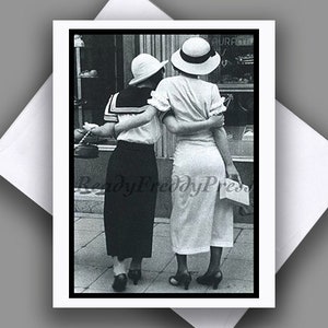 Cartão de nota único Foto vintage/ Amizade/ Amor/ Namoradas/ Aniversário/ Obrigado/ Saudades/ Em branco