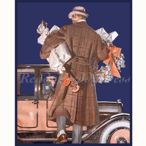 Christmas Shopper Notecards Vintage Image/ Holiday/ Man shopping/ J.C.Leyendecker19202/ Box of 8 notecards with envelopes