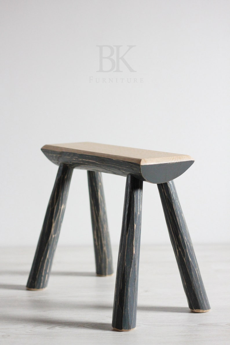 Stool, The Grey Rippled One, Milking Stool, Hand made Furniture, BK Furniture image 2