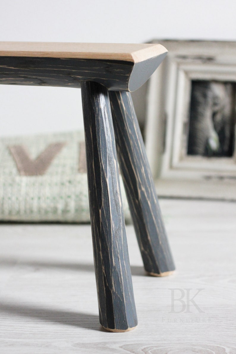 Stool, The Grey Rippled One, Milking Stool, Hand made Furniture, BK Furniture image 3