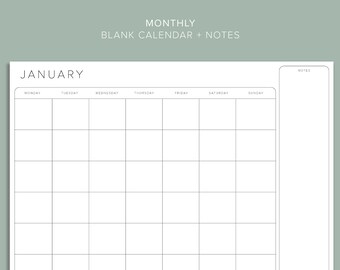 Horizontal Printable Calendar - Etsy