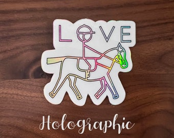 Holographic Equestrian sticker, Equestrian decal, Horse decal, Horse riding sticker, Equestrian laptop sticker, Horse riding decal, rainbow