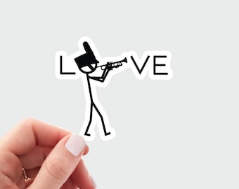 Love marching band trumpet sticker. Cute trumpet decal. trumpet player decal. music Laptop sticker. Gift for band teacher, band sticker.