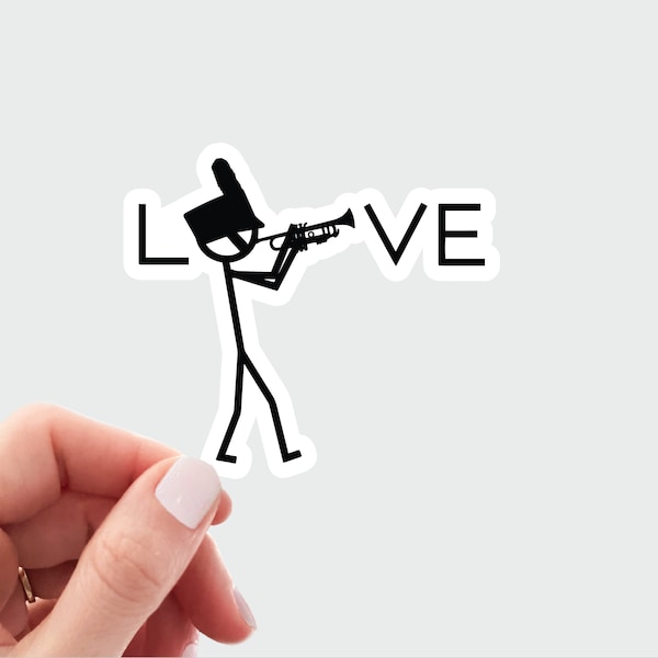 Love marching band trumpet sticker. Cute trumpet decal. trumpet player decal. music Laptop sticker. Gift for band teacher, band sticker.