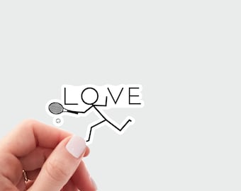 Love tennis sticker. Cute tennis decal. Tennis laptop sticker. Sports stickers. Gift for athlete. Gift for tennis coach. tennis player.
