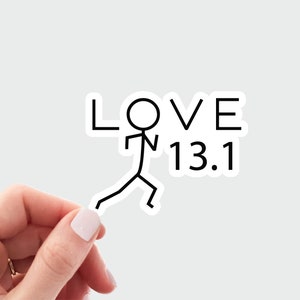 Love half marathon runner sticker, half marathon decal 13.1 sticker, half marathon laptop sticker, gift for half marathoner, running sticker