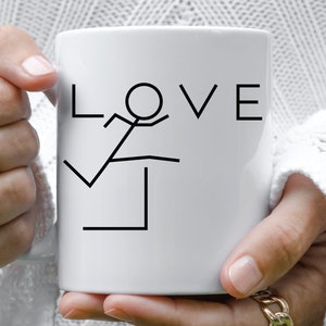 Love hurdling mug, track and field coffee cup, track mug, track hurdles coffee mug, gift for track athlete, hurdler gift, hurdle coach gift.