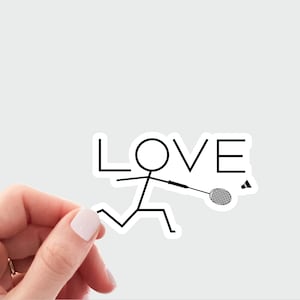 Love badminton sticker. Cute badminton decal. Badminton laptop sticker. Sports stickers. Gift for badminton coach. shuttlecock sticker.