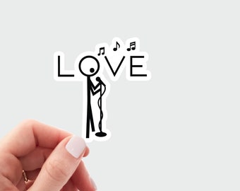 Me encanta cantar pegatina. Linda calcomanía de cantante. calcomanía de canto. Etiqueta engomada del ordenador portátil de canto. Regalo para profesor de música, pegatina de entrenador de música, notas musicales.