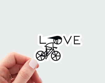 Love cycling sticker, Cute biking decal, cyclist sticker, biking laptop sticker, gift for cyclist, bicycle, cycle, road bike riding, racing