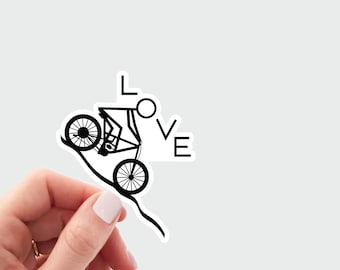 Me encanta la pegatina de ciclismo de montaña, linda calcomanía de ciclismo de montaña, pegatina de ciclista de montaña, pegatina de computadora portátil para bicicletas, regalo para ciclista de montaña, bicicleta