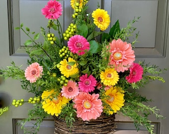 Gerbera Daisy Door Basket