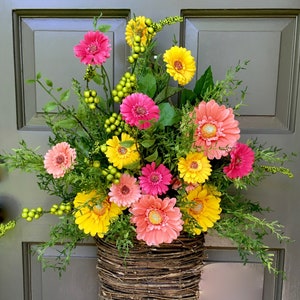 Gerbera Daisy Door Basket