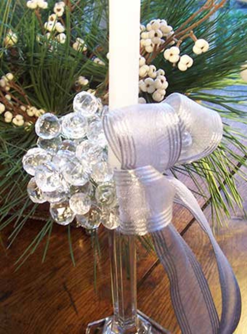 Crystal Candle Ring With Silver Bow Etsy