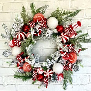 Snowy Peppermint Wreath-Medium