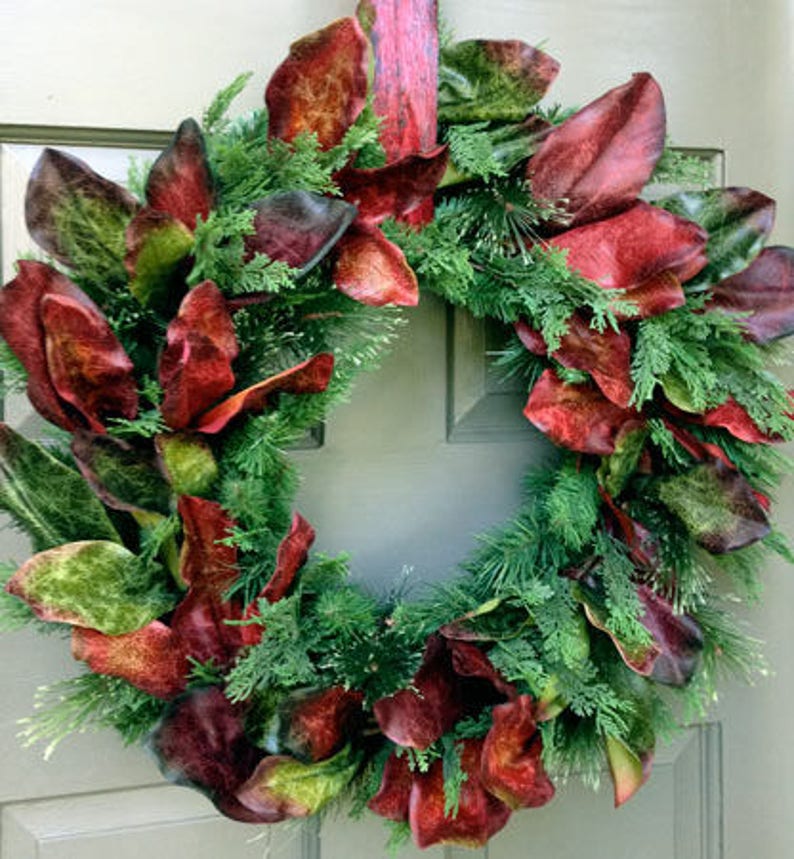 Magnolia /& Evergreen Wreath