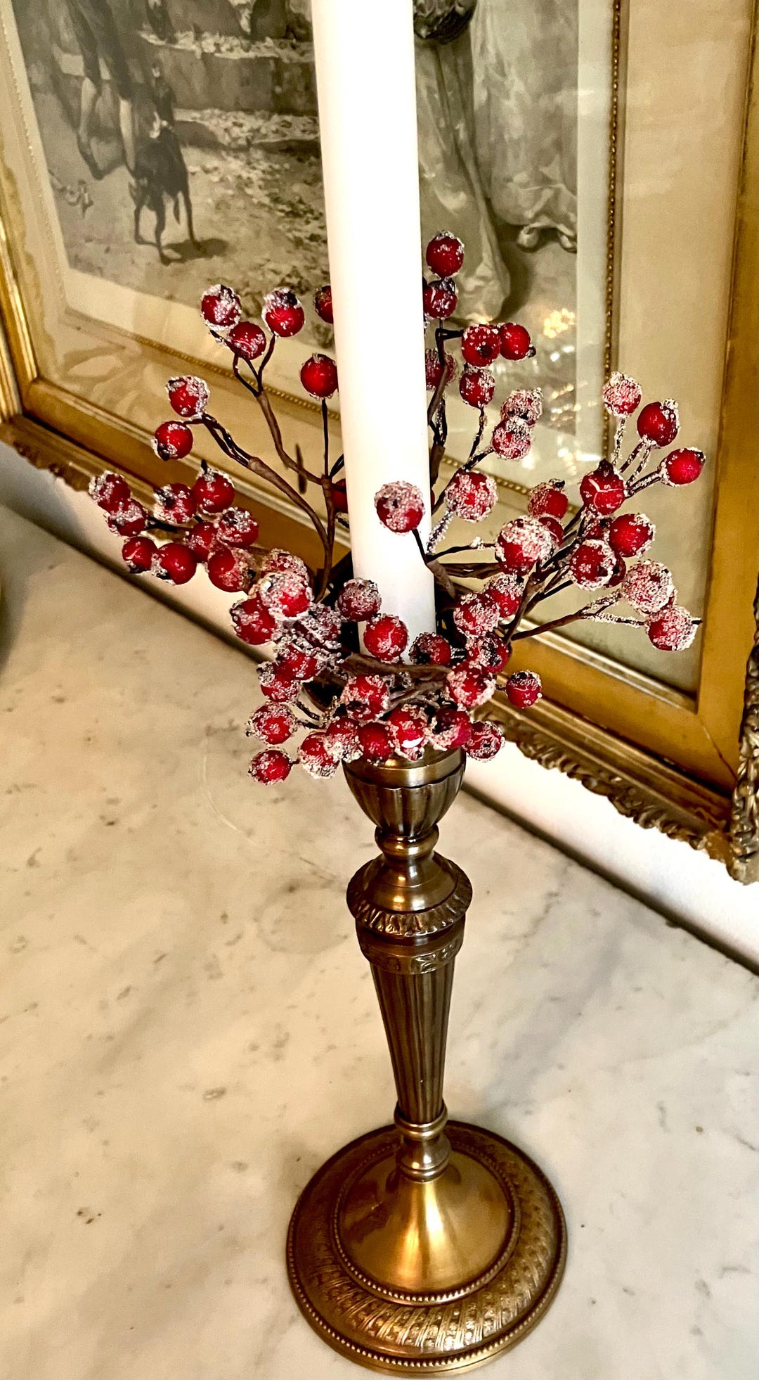 Red Candle Rings Frosted Red Berry Candle Ring - Etsy