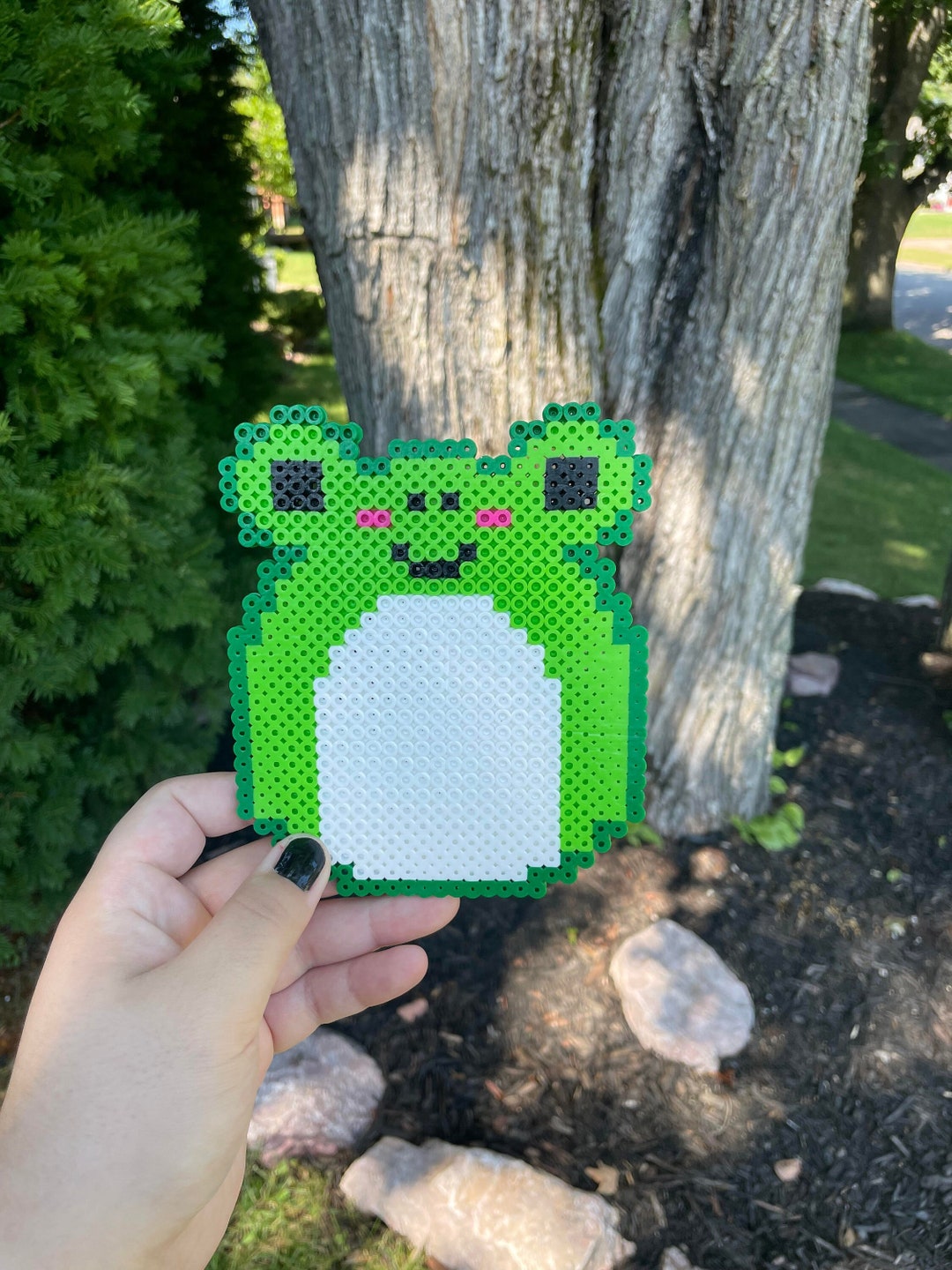 Squishmallow Inspired Frog Perler Bead Melty Bead Art Etsy