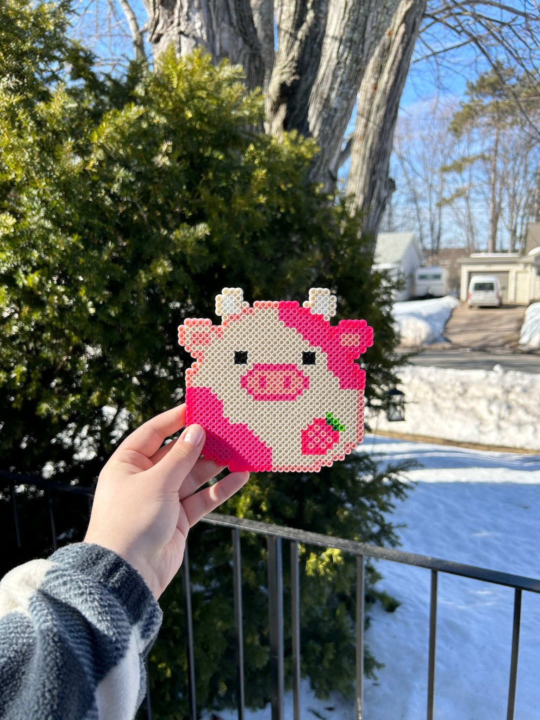 Squishmallow Inspired Cute Cow Perler Bead Melty Bead Art Etsy