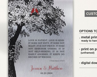 Personalized Corinthians 13 Wedding Anniversary Metal Print
