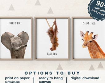 Baby Safari Animal Prints for Nursery, Stand Tall and Dream Big, Safari Animals Decorations, Jungle Theme Nursery Decor, Nursery Art Animals
