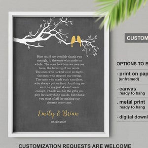Personalized Parents Wedding Gift, Thank You Wall Art, Canvas Print