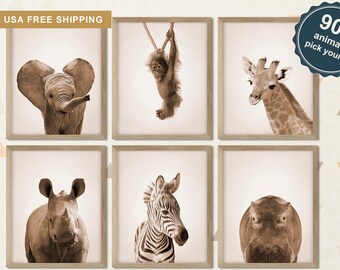 Safari Baby Animals Wall Art, Zoo Animal Nursery Prints, Jungle Animals Wall Art, Safari Animals for Nursery, Animal Photos for Nursery